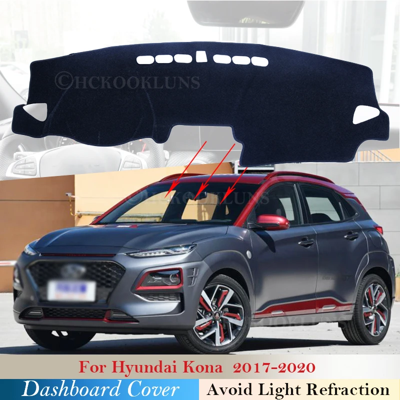 

Чехол для приборной панели, защитный коврик для Hyundai Kona 2017, 2018, 2019, 2020, автомобильные аксессуары, Солнцезащитный ковер для приборной панели, коврик для приборной панели с защитой от УФ-лучей