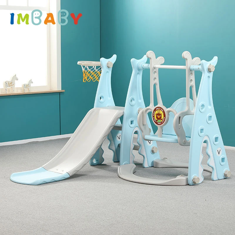 IMBABY Children Slide Swing Chair Combination Baby Basketball Playground Kindergarten Child Baby Favorite Toys+Water Flood Board