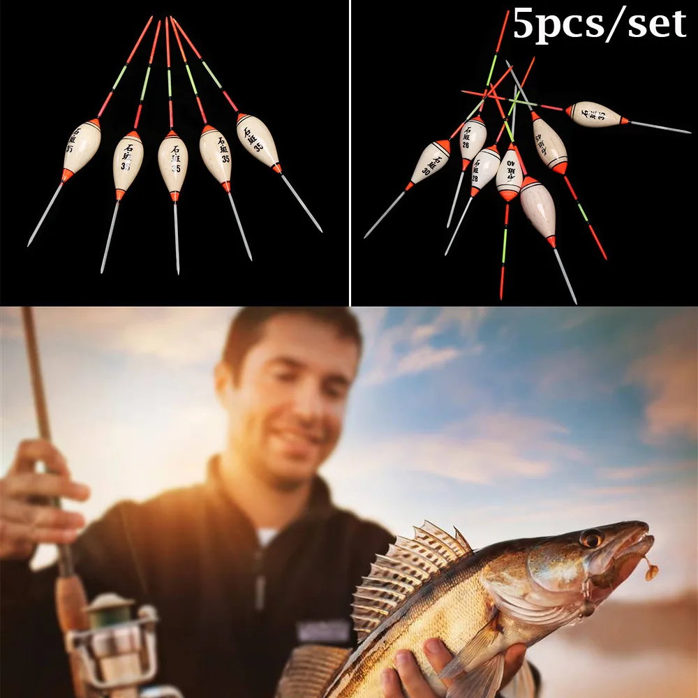 5 Pcs/Set Portable Durable Fishing Floats Portable Balsa Wood Floats Multi Size Long Tail Float Outdoor Fishing Tool Accessories