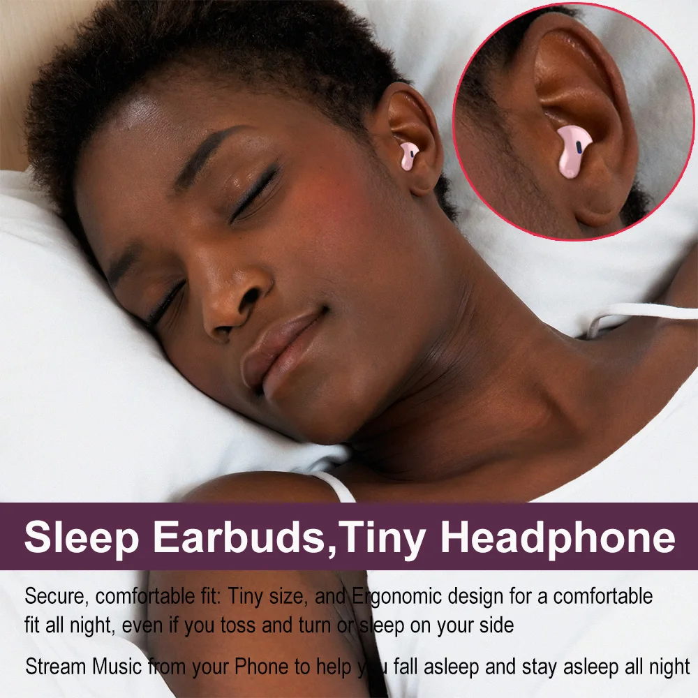 Sleep Earbuds Invisible Wireless Earphone with Mic Bluetooth 5.1 Wireles Headset Nano Size No Pain for iPhone / Android Phones