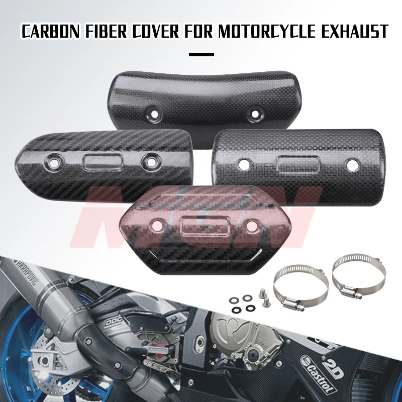 Carbon Fiber Surface Universal Motorcycle Exhaust Muffler Pipe Leg Protector Heat Shield Cover Guard Stainless Steel