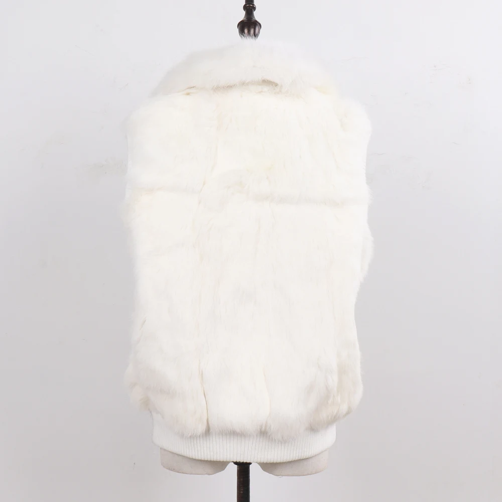 ใหม่เลดี้ Warm Rabbit Fur Coat Fox ขนสัตว์กระต่ายธรรมชาติขนสัตว์เสื้อกั๊กฤดูหนาวผู้หญิงกระต่ายแท้100% ขนสัตว์ Gilet