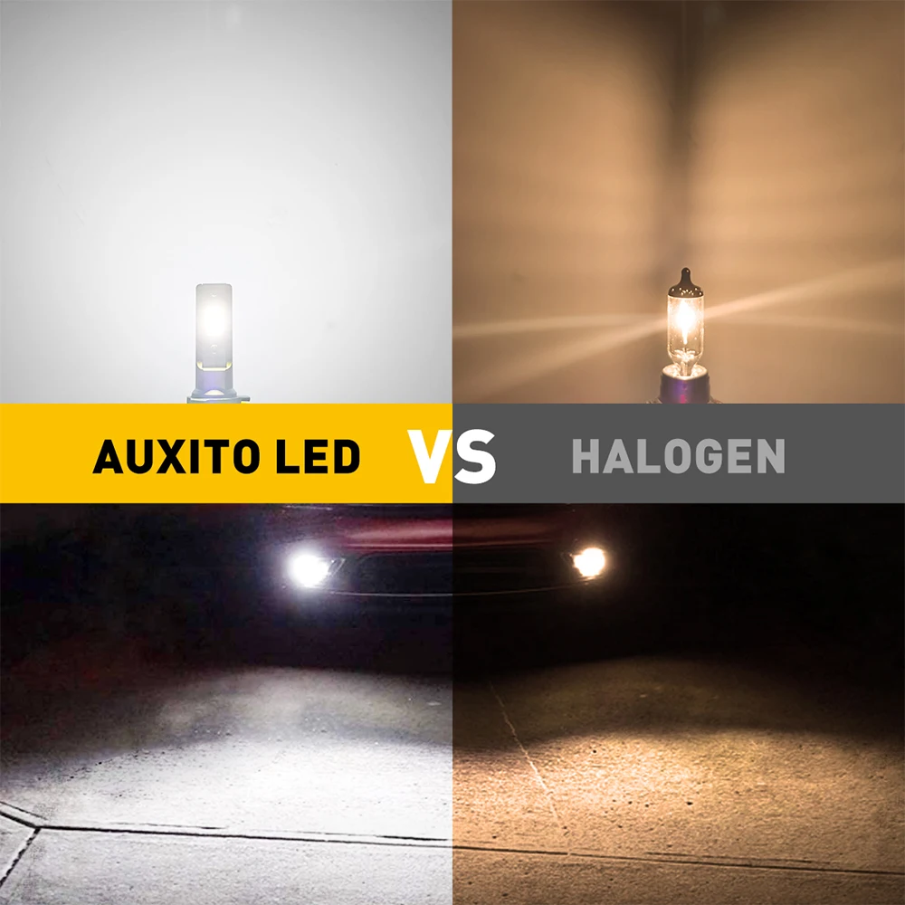 AUXITO-H8 H11 LED Canbus H10 9145 H16 5202 H27 880 LED 자동차 안개등 전구, DRL 운전 램프 12V 3000K 6500K 화이트, 2 개입