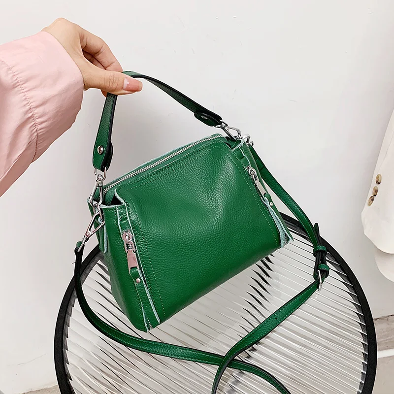 Women Handbag 100% Genuine Leather Shoulder bag Luxury Brand Small Bucket Bag High Quality Soft Cowhide Female Messenger Bag Sac