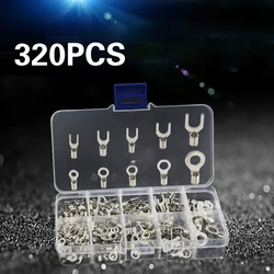 320Pcs Boxed Terminal Connector Cold Pressed OT/UT Crimp Terminals Copper Nose Wiring Fork Set