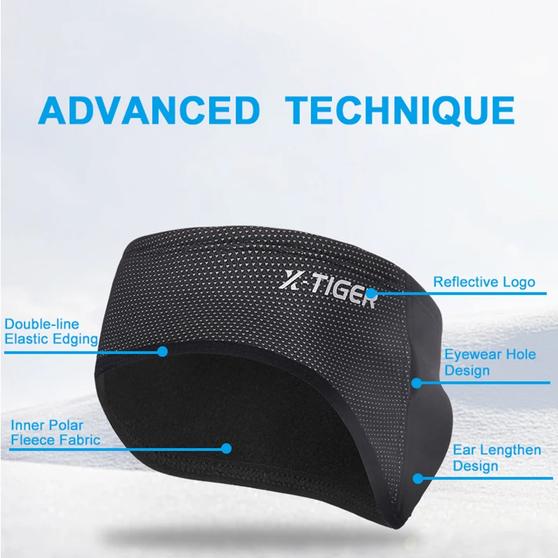 X-TIGER Outdoor Cycling Headband Windproof Cycling Headwear Cap Winter Warm Fleece Bicycle Equipment Ear Warmer Sports Sweatband