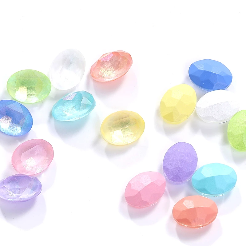 Astrobox 6x8mm Aurora Oval Glass Crystal Stone Pointback Colorful Nail Art Rhinestone Manual DIY Nail Accessories Jewelry Making