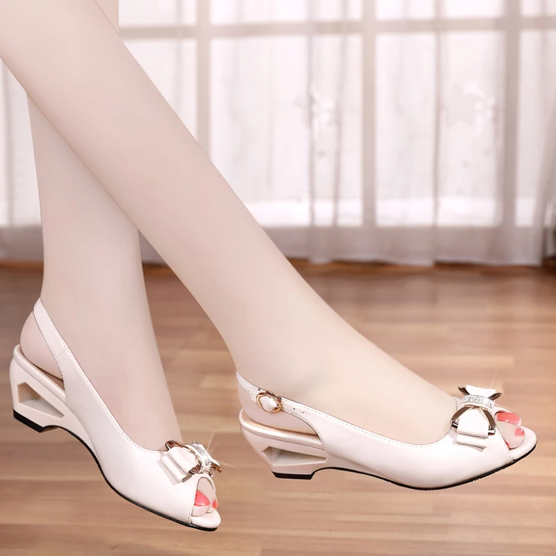 GKTINOO 2024 Summer New Style Sandals Female Summer With Wedges Open Toe Shoes White Shoes Comfortable Women\'s Shoes