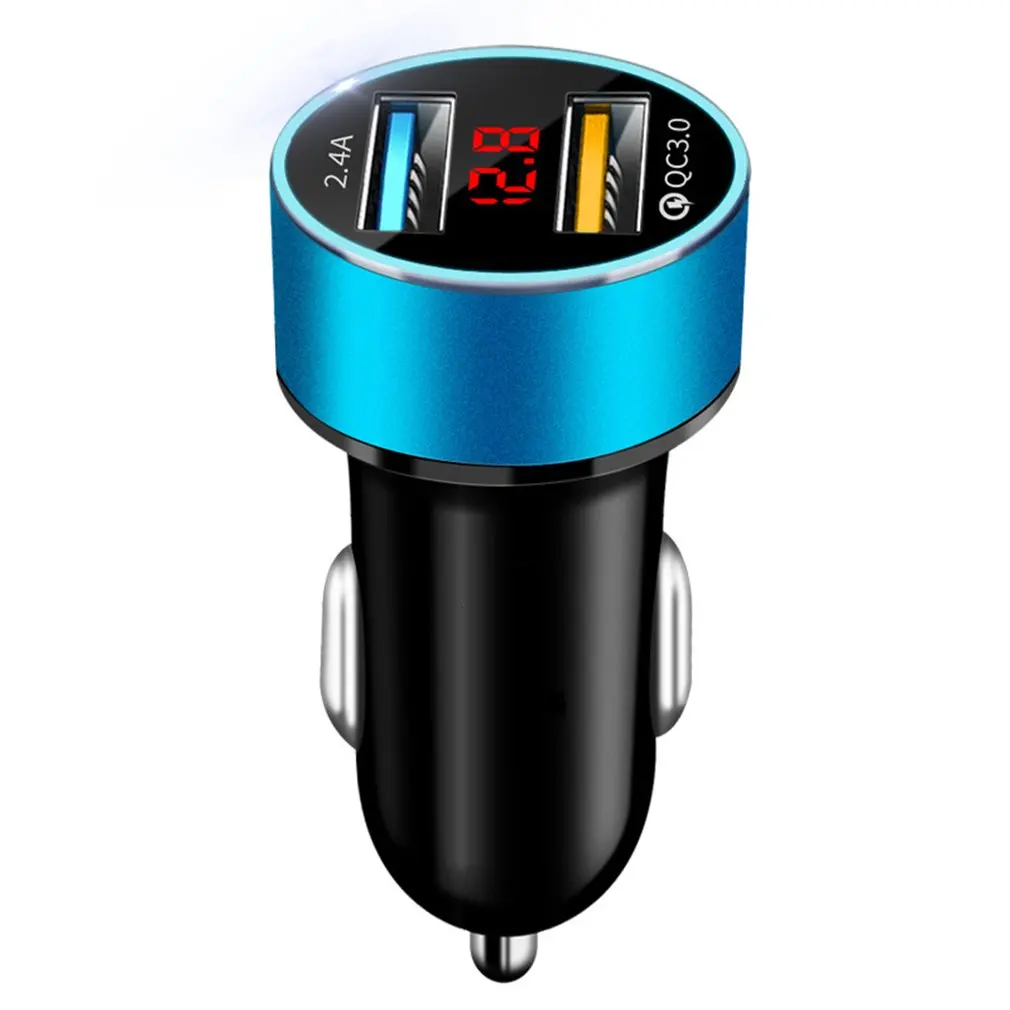 Auto Accessories Dual USB Digital Display Car Charger Portable Car Cigarette Lighter With LED Display Car Charger