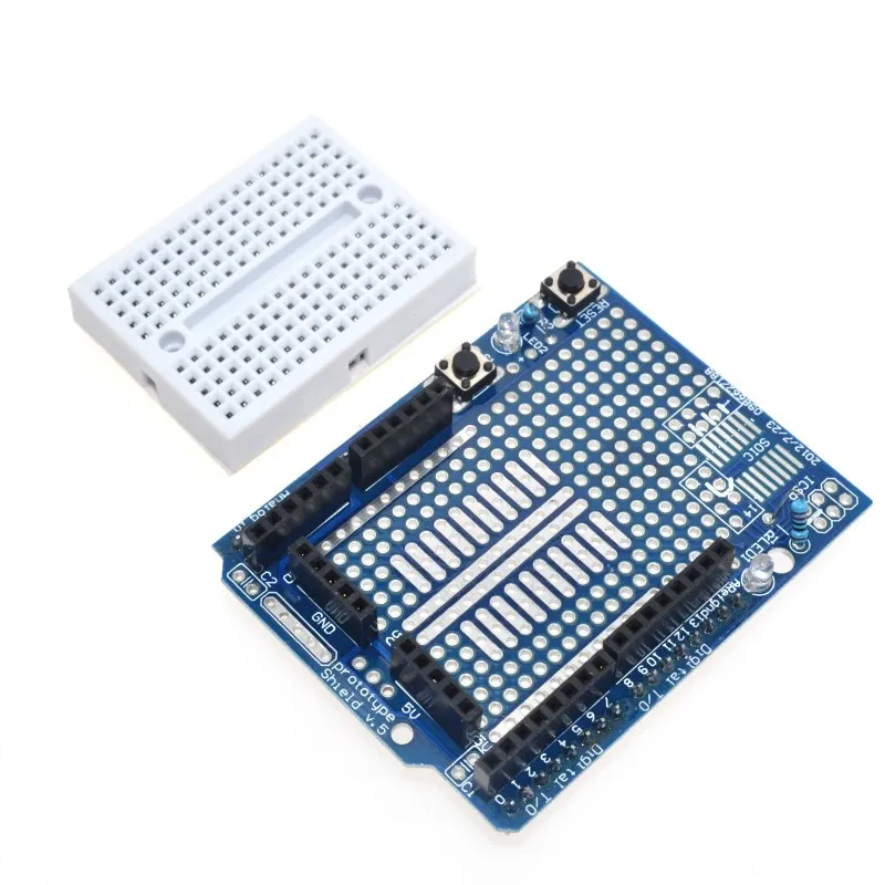 Free Shipping 10PCS UNO Proto Shield prototype expansion board with SYB-170 mini breadboard based For ARDUINO UNO ProtoShield