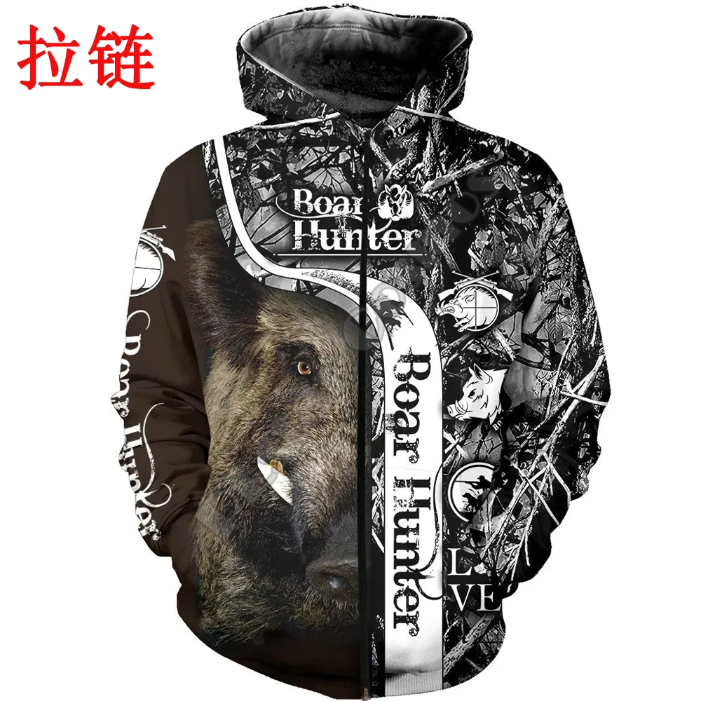 Autumn Brand Hoodies Boar Hunt - Streetwear Brand Hoodies 评论和价格