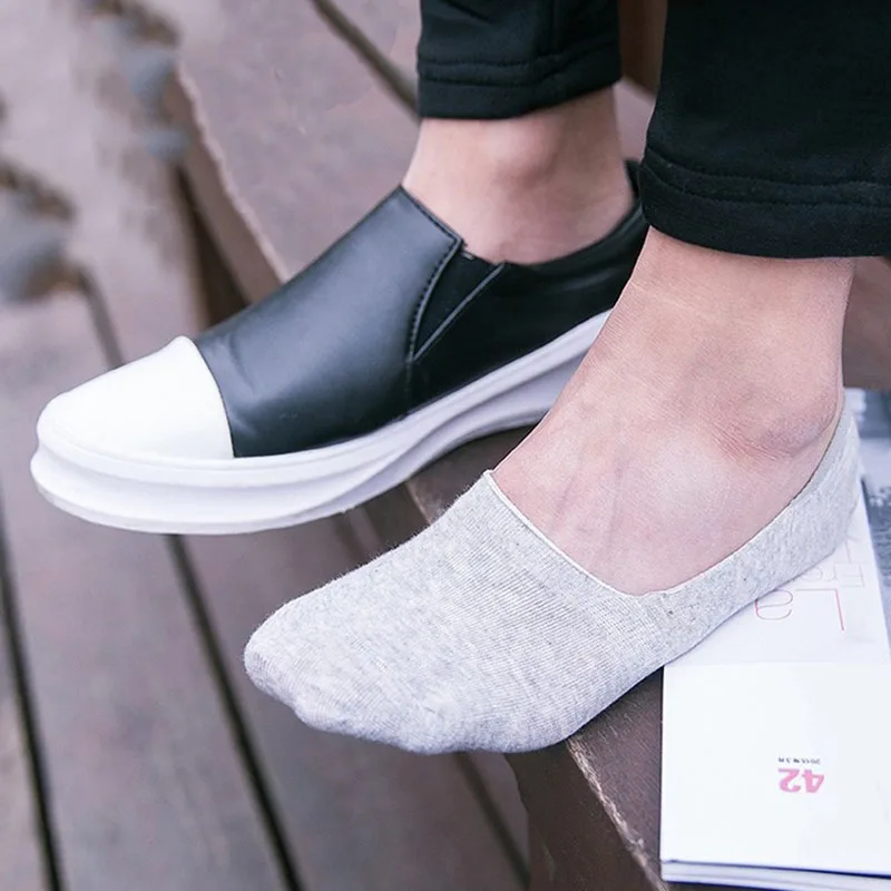 1/5 Pairs Men Cotton Socks Summer Breathable Invisible Boat Socks Nonslip Loafer Ankle Low Cut Short Sock Male Sox for Shoes