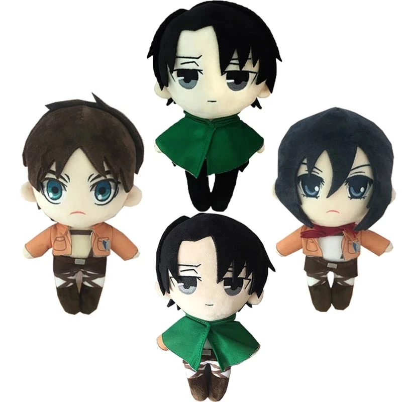 20cm Attack on Titan Plush Doll Anime Cute Soft Stuffed Plush Pillow Mikasa Ackerman Plush Toys Doll Cosplay Accessories