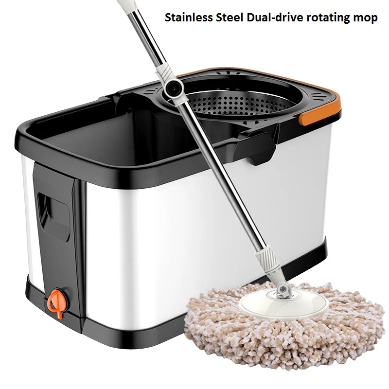 Stainless Steel Wet and Dry Rotary Mop, Automatic Hand-Free Mop, Household Mop