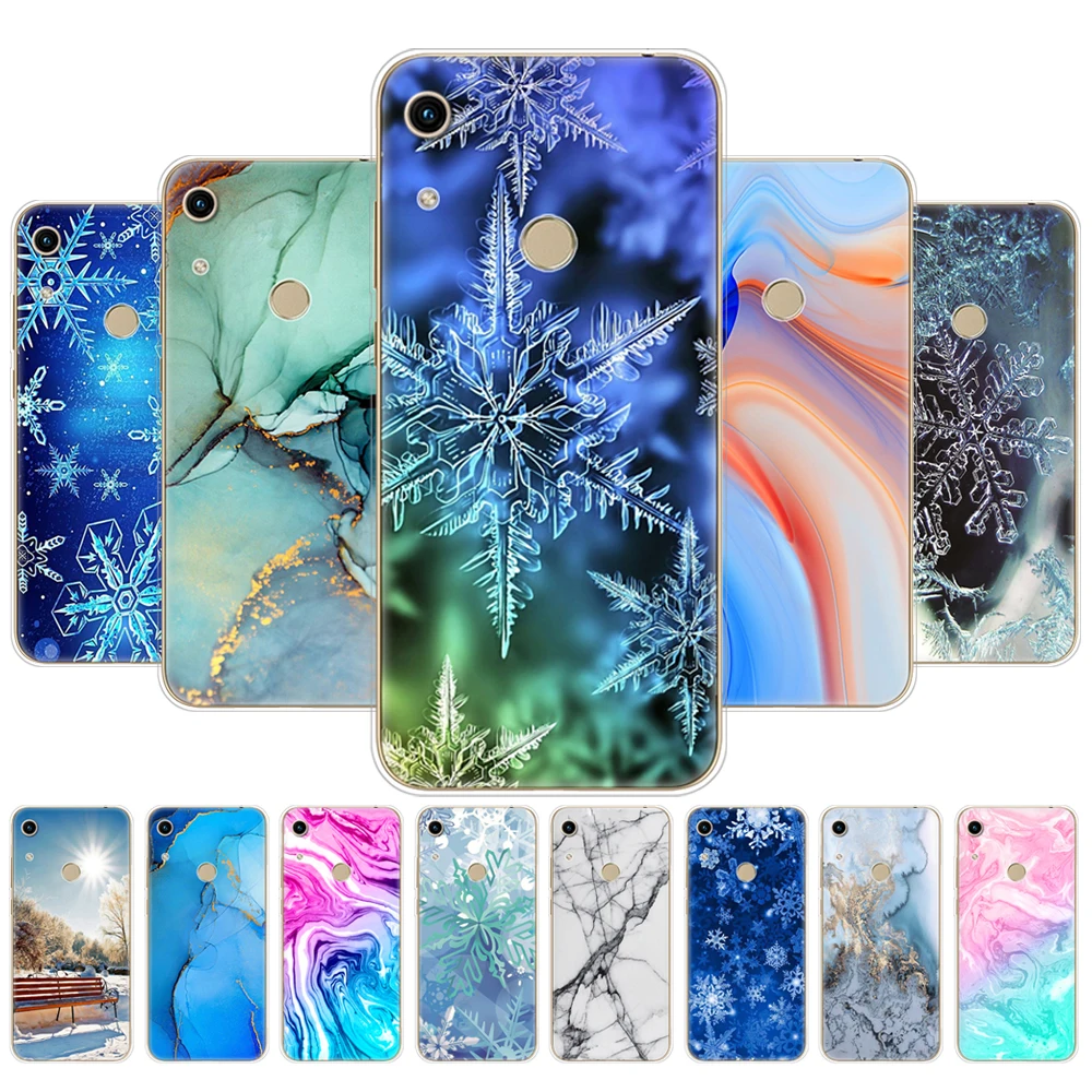 For Honor 8A Case Soft TPU Phone Cover for Huawei Honor 8A JAT-LX1 8 A Honor 8A prime JAT-L41 marble snow flake winter christmas