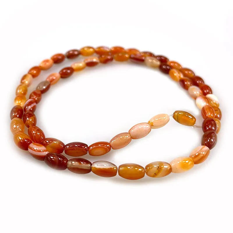 Natural Red Carnelian Beads Olive Rice Agate Stone Loose Beads For Jewelry Making Beads Women Bracelets Necklace Gift