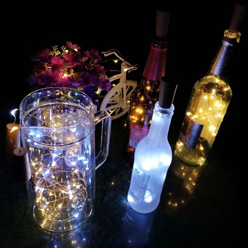 Solar Wine Bottle Light With Cork LED String Lights Fairy Lights Garland Christmas Party Wedding Bar Decoration Copper Wire Lamp