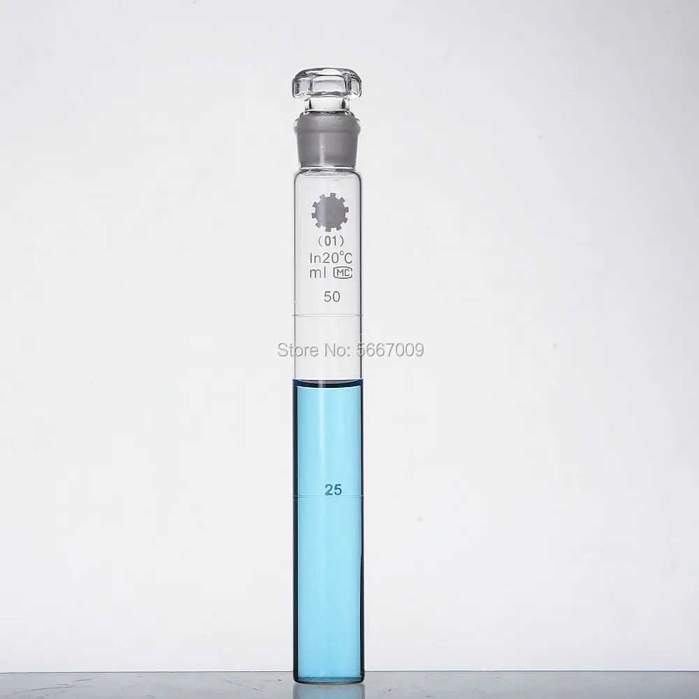 2pcs/lot 10ml 25ml 50ml 100ml Glass Colorimetric tubes with Glass Stopper For laboratory experiment