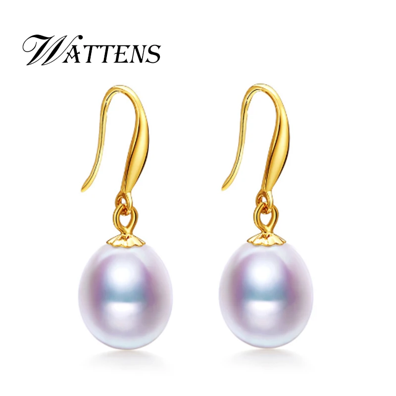 

18k Gold Earrings Natural Freshwater Pearl Antiallergic 18K Real Gold Drop Earrings For Women Wedding Party Pearl Jewelry gift