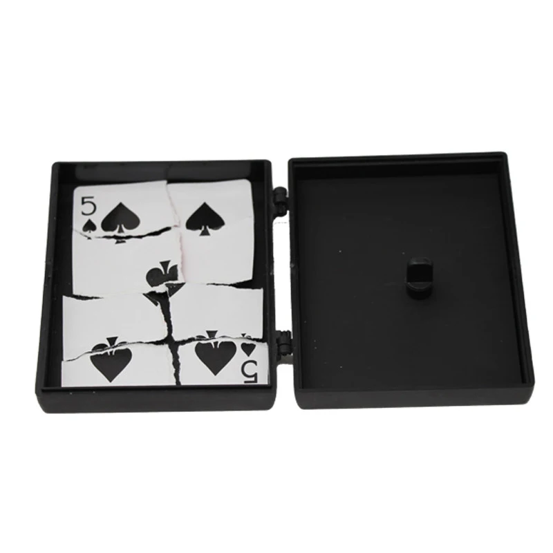 Surprise Restore Box Magic Tricks Black Plastic Box Broken Paper Card Case Close-Up Magic Tricks Props Toys For Children Adult