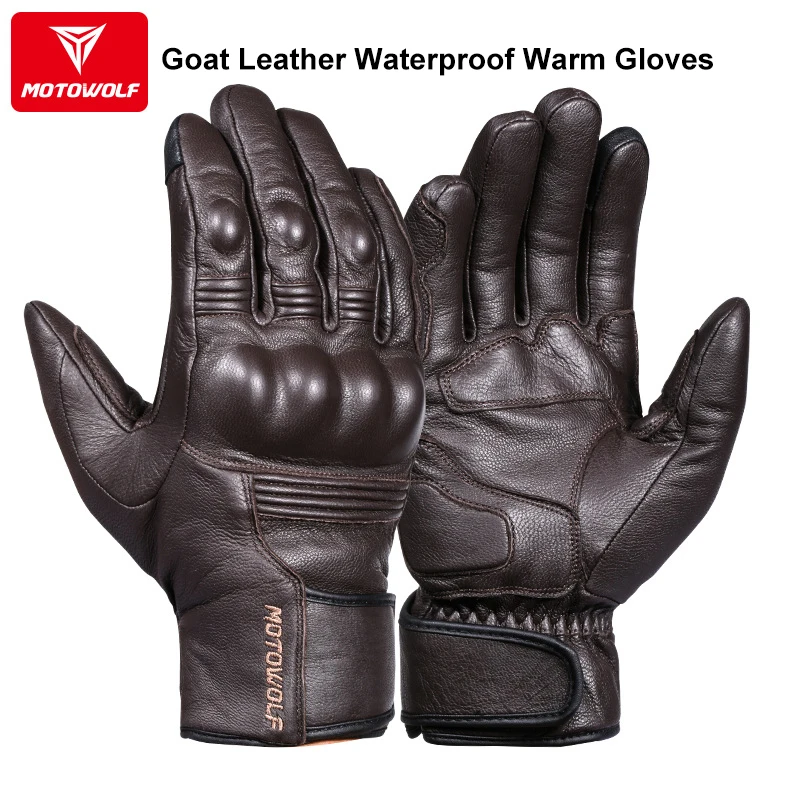 

Real Leather Motorcycle Gloves Waterproof Windproof Winter Warm Summer Breathable Touch Operate Guantes Moto Fist Palm Protect