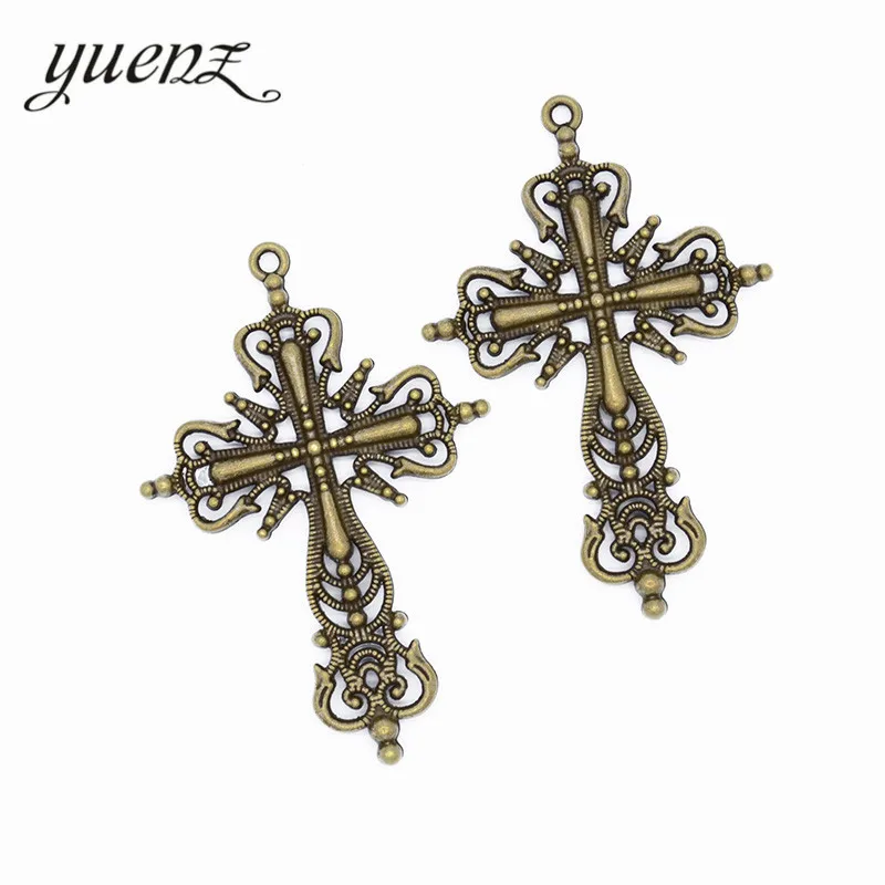 YuenZ 3 pcs Antique Silver color cross Charms Metal Pendants Jewelry Making Accessories 63*42mm T100