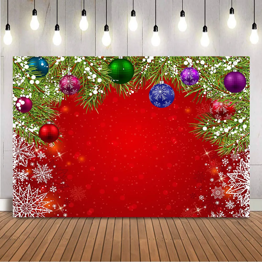 

Red Snowflake Backdrop for Photography Christmas Tree Winter Snow Portrait Background for Photo Studio Vinyl Cloth Photocall