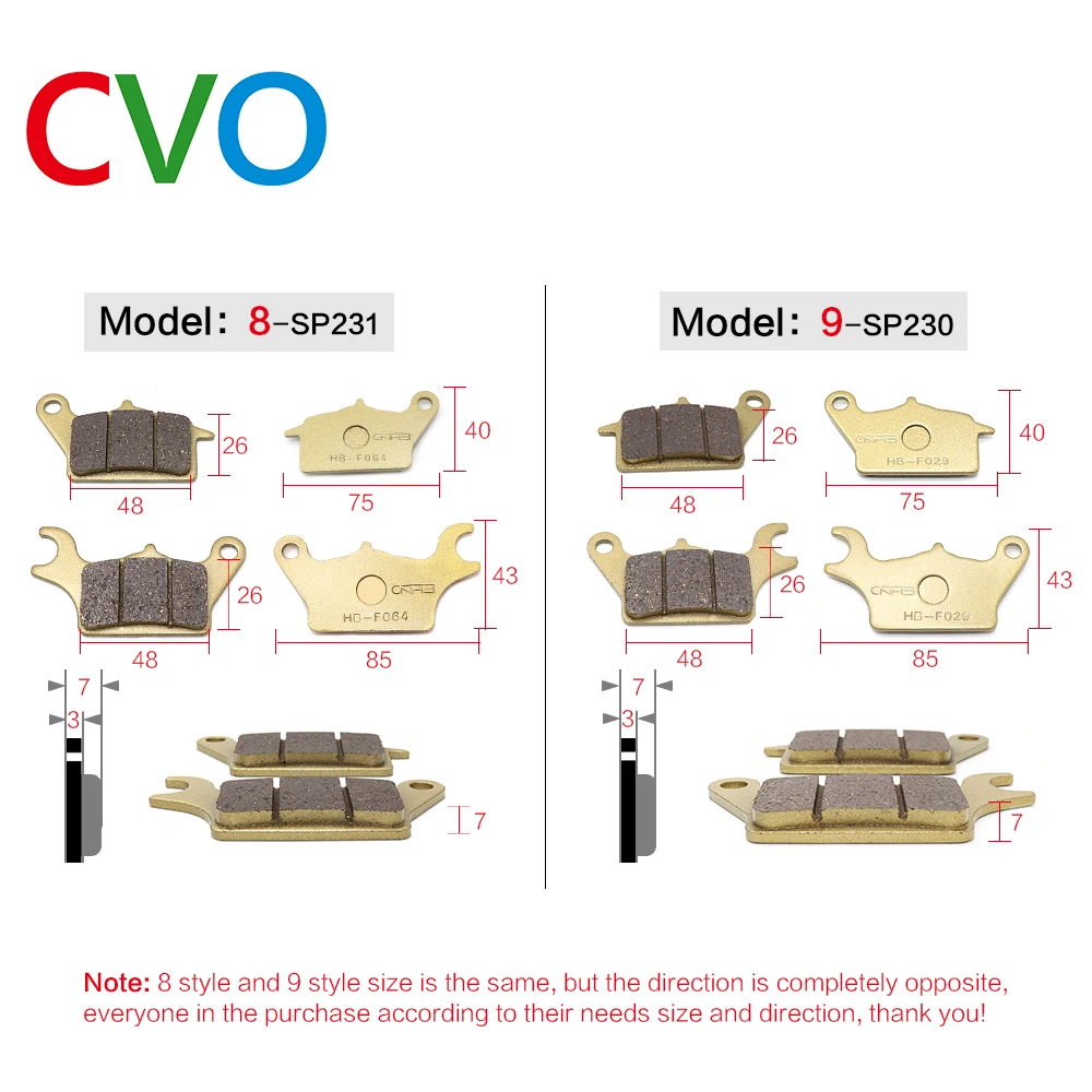 CVO Brake Pads Semi-metallic Resin Disc Motorcycle Electric Bike Motorcycle Bike Accessories Durable for All Models