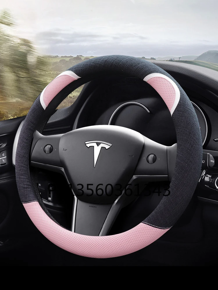 

Suitable for Tesla Model 3 Model Y ModelX ModelS leather steering wheel cover