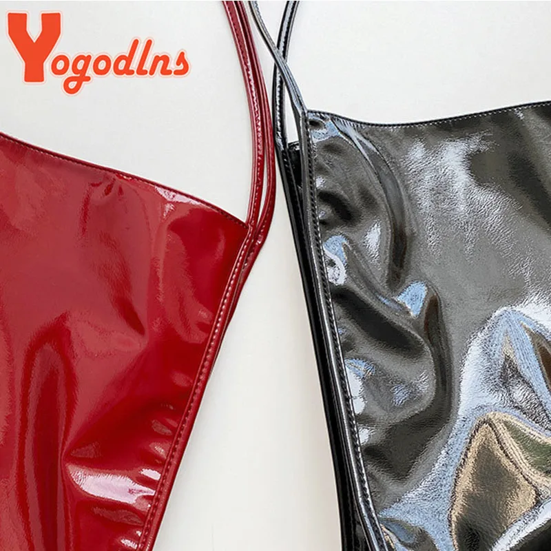 Yogodlns Luxury Patent Leather Tote Bag Female Large Capacity Shoulder Bag Advanced Lady Top-handle Bag Shopping Bag Undearm Bag