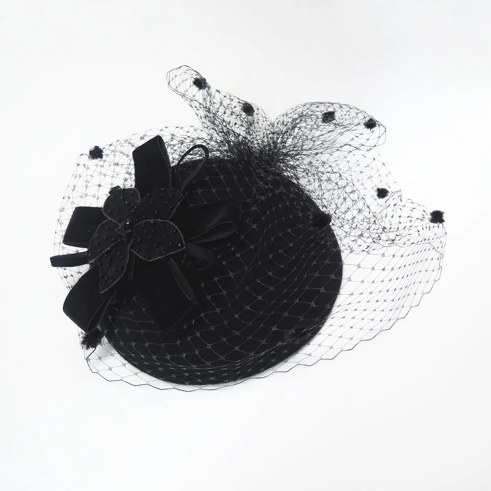 สตรี Vintage Felt 100% ขนสัตว์ Fascinator Headpieces ค็อกเทล Berets หมวกสำหรับผู้หญิง A052