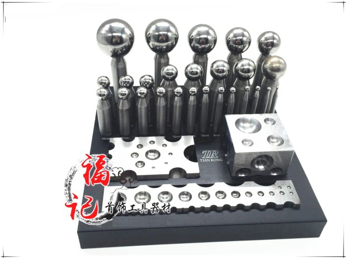 

26pcs Jewelry Punch Set Dapping Punches and Block for Jewelry Making Silver Gold Plate FORMING TOOLS