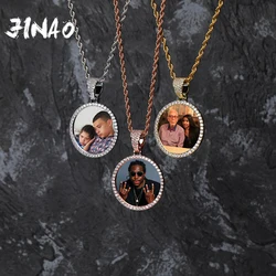 Collier pendentif solide personnalisé avec médaillons de mémoire photo, bijoux personnalisés, tennis, cubique, cadeau de chaîne, JOHip Hop, nouveau