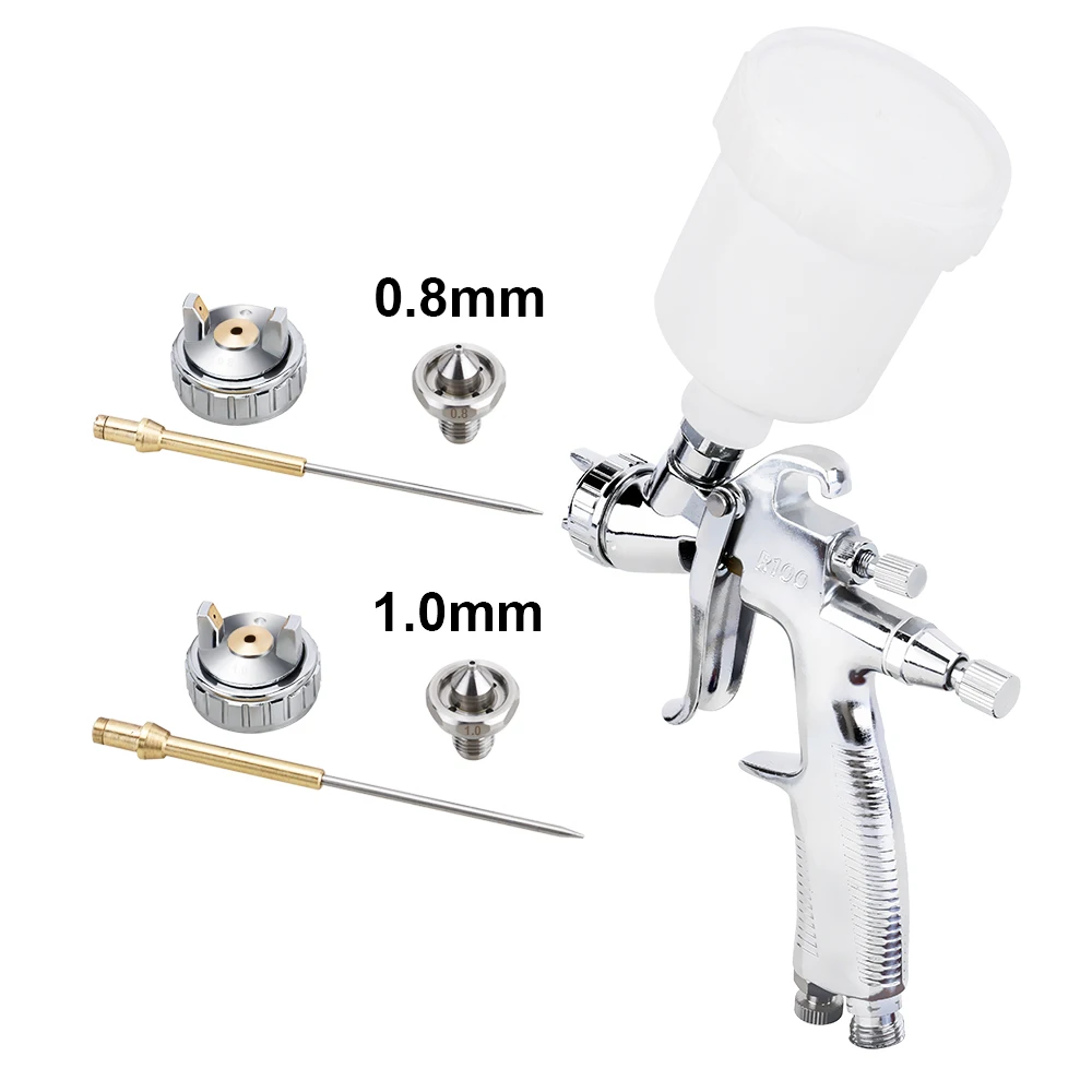 RONGPENG High Quality 0.8mm 1.0mm Spray Gun Nozzle Kit Needle Air Cap Set For R100 Airbrush