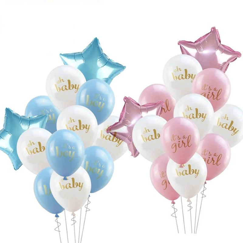 

12Pcs/set Baby Shower Boy Girl Decoration It's A Boy Girl Oh Baby Star Latex Balloons Gender Reveal Kids Birthday Party Supplies