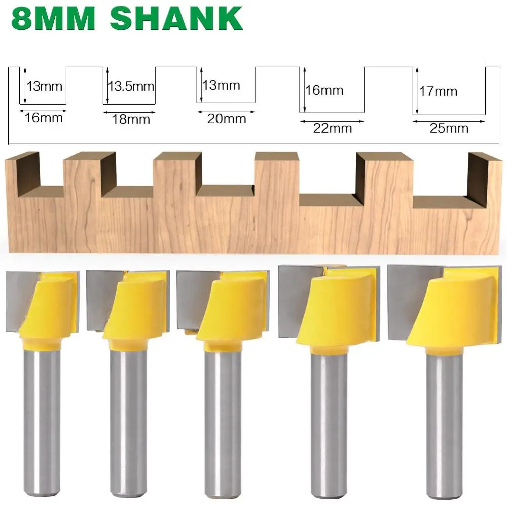 8mm Cleaning Bottom Engraving Bit Router Bit Woodworking Tools 16/18/20/22/25mm Milling Cutter Endmill for Wood Cutters