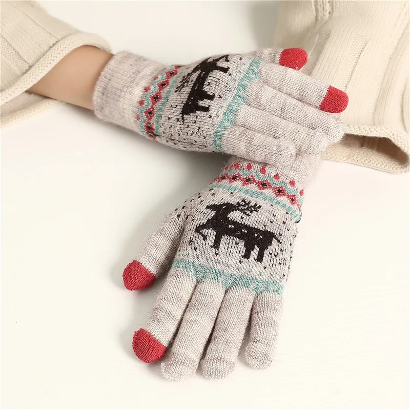 Winter with plush thick gloves female touch-screen Korean version of the warm plush gloves cute mittens