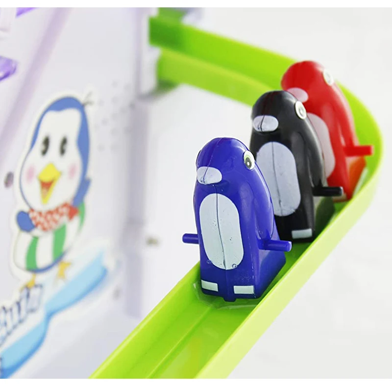 Battery Operated Arctic Fun Playful Penguin Race Set With Flashing Lights Musical Penguin Slide Electric Climb Stairs Track Toys