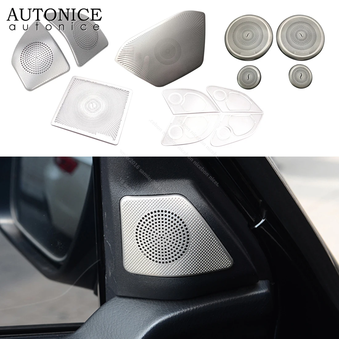 12pcs Steel Door Speaker Audio Ring Trim Fit for Mitsubishi Pajero V93/V97 2016 2017 2018 2019 2020 2021