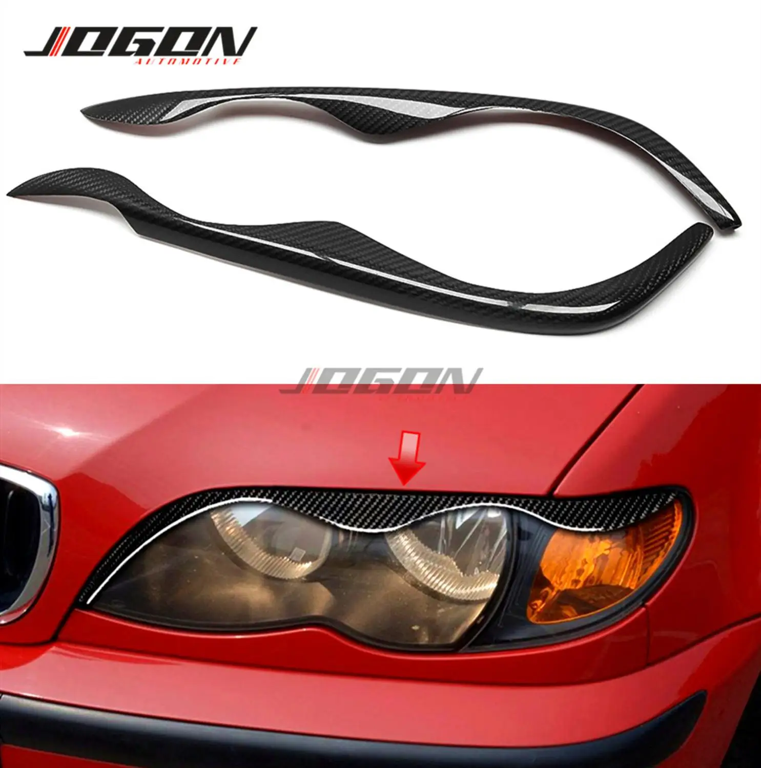 

Real Carbon Fiber Headlight Head Light Lamp Cover Eyelid Eyebrow Trim For BMW 3 Series E46 2Door Coupe 2002-2005