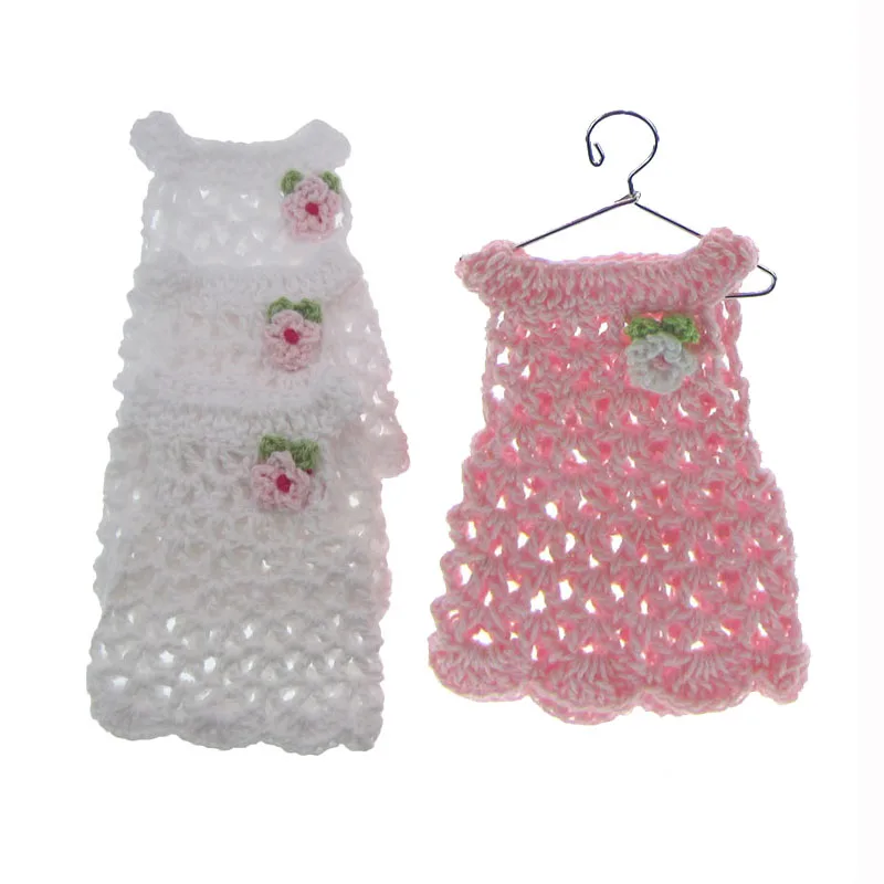 6/12 sztuk ręcznie robione Mini szydełkowe robótki na drutach Longuette tkanina na Baby Shower chrzest zabawki lalki rzemiosło stół Party DIY dekoracje