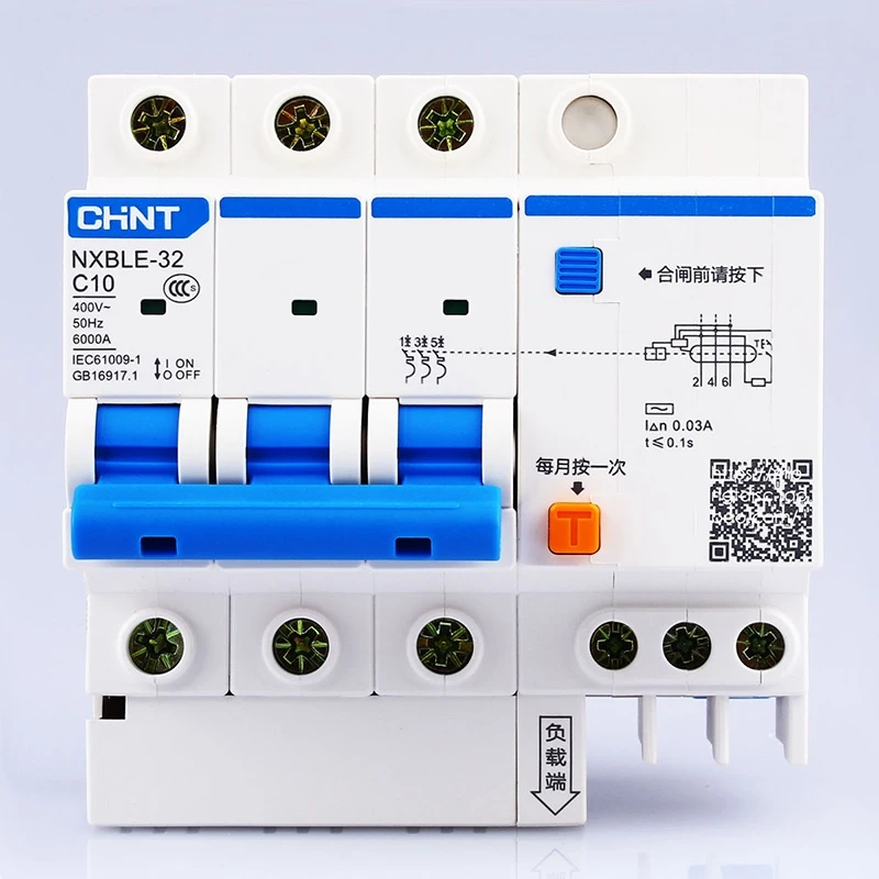 

Free Shipping Two years Warranty NXBLE-32 DZ47LE-32 C10 3P 10A 3 pole ELCB RCD earth leakage circuit breaker residual current