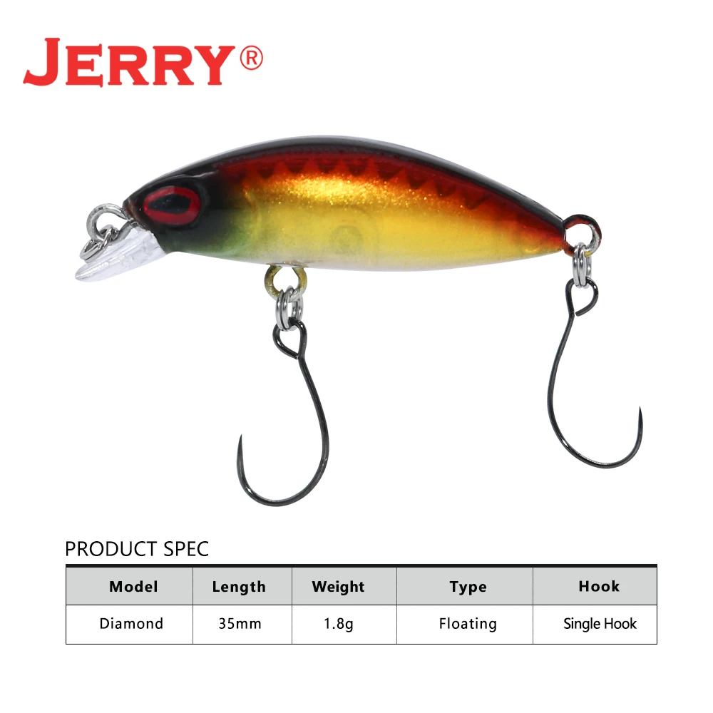 Jerry Diamond Trout Micro Wobbler Crank Fishing Lures Floating Ultralight Stream Area Rock 35mm 1.8g Artificial Bait