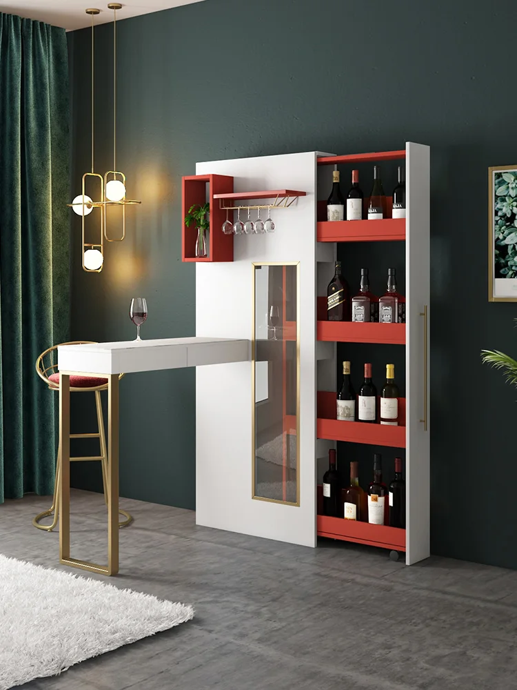 Bar table partition cabinet household living room porch small apartment corner push-pull modern minimalist luxury wine cabinet