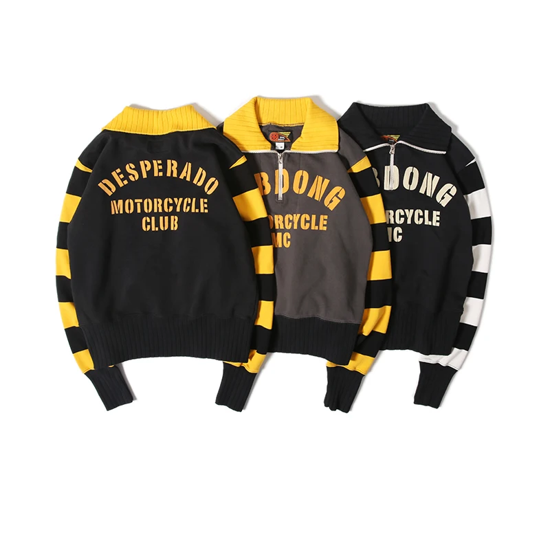 

BOB DONG Motorcycle Desperado Half Zipper Short Sweatshirts For Men Pullover