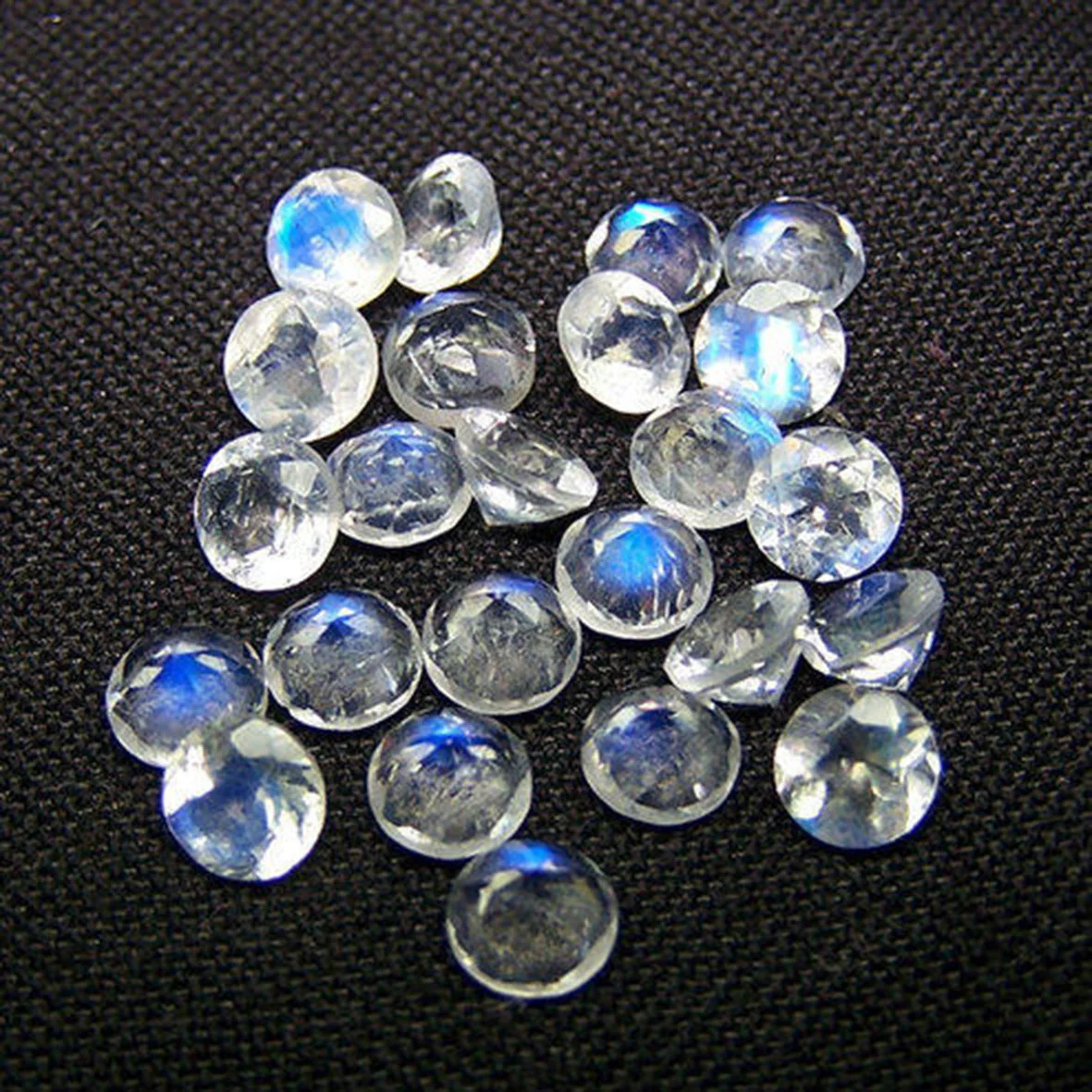 Easy to Set Rainbow Faceted Round 7mm Moonstone Approx1.25ct Standard Szie