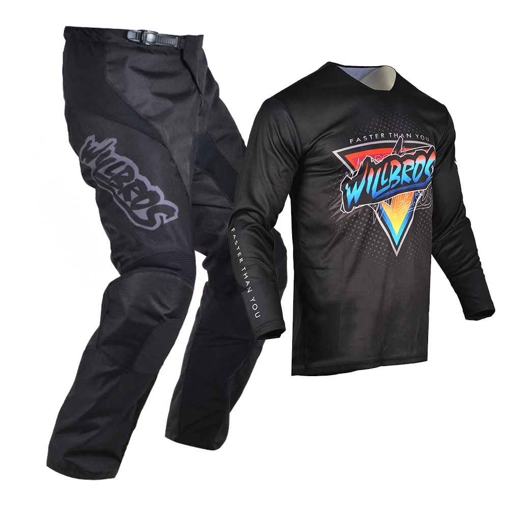 Motorcycle Gear Set MX Combo Jersey Pants Enduro Outfit BMX DH Dirt Bike Suit Willbros Men Off-road Blue Kits