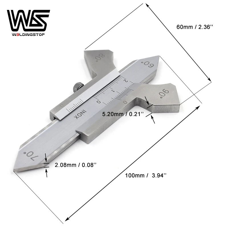 WS-30 Manual Welding seam gauge 60 70 80 90 Degree Angle weld ruler inspection Gage