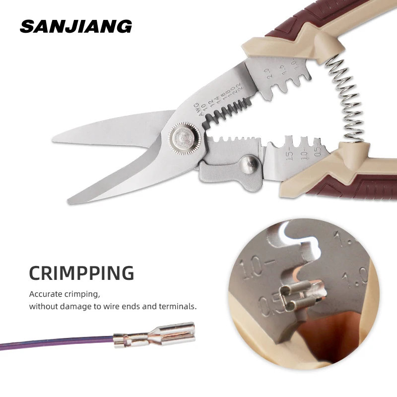 Multi tool pliers Crimping Pliers 3IN1wire stripper Multi functional cable cutter Tab Non Insulated 0.5-1.5MM² Terminals Clamp