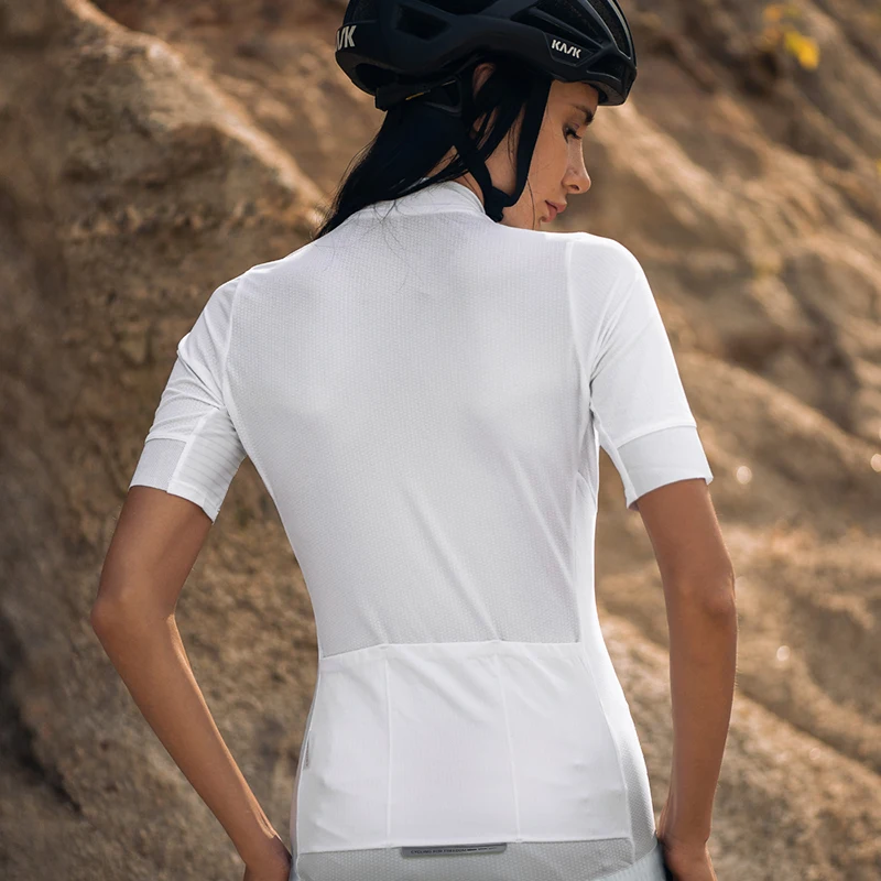 Santic Summer Women Cycling Jersey Short Sleeve White Road Bike Clothing Top Quick Dry Reflective Shirt Sportswear Asian Size